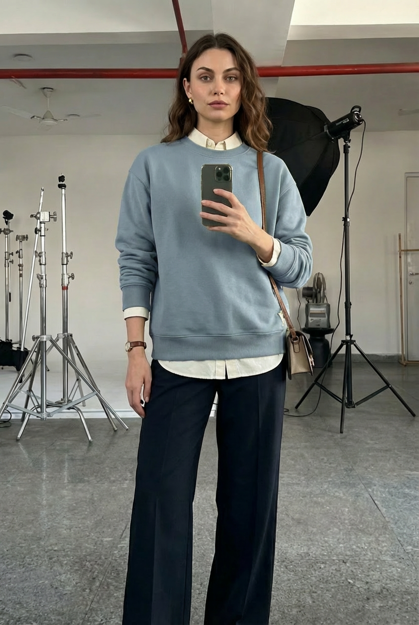 Pastel Blue French Terry Oversized Sweatshirt