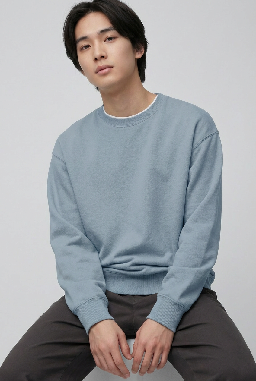 Pastel Blue French Terry Oversized Sweatshirt